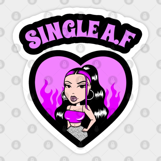 Single AF Women's Design, Single A.F Tee, Single Girl Gift, Hen Party, Girls Night Out, Clubbing Tee, Cute Clothing, Birthday Gift Sticker by Outrageous Tees